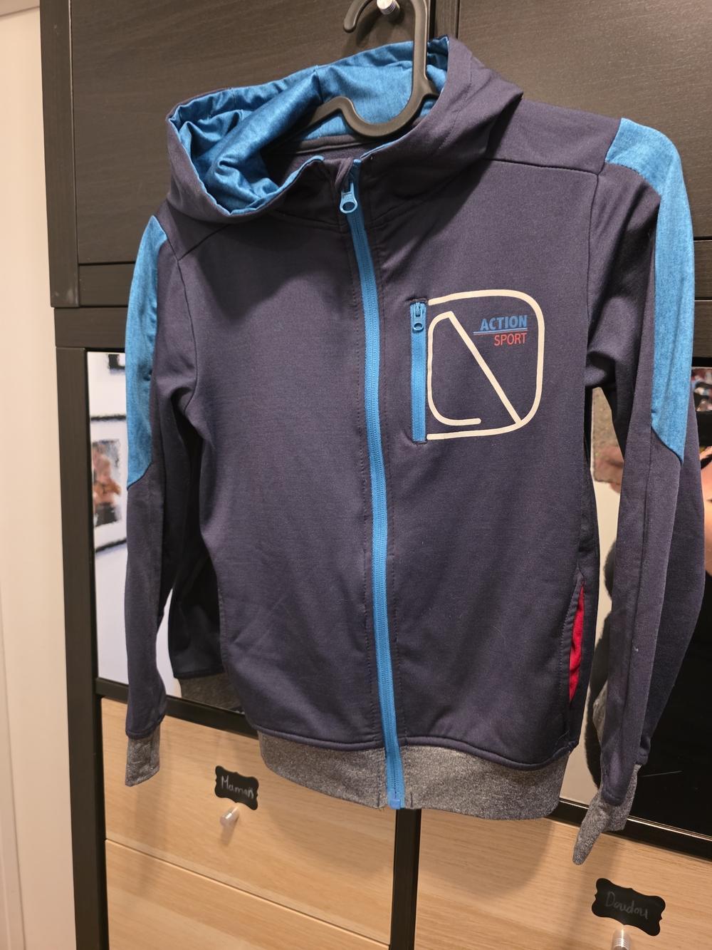 Nano Navy Hooded Jacket with Bright Blue Accents